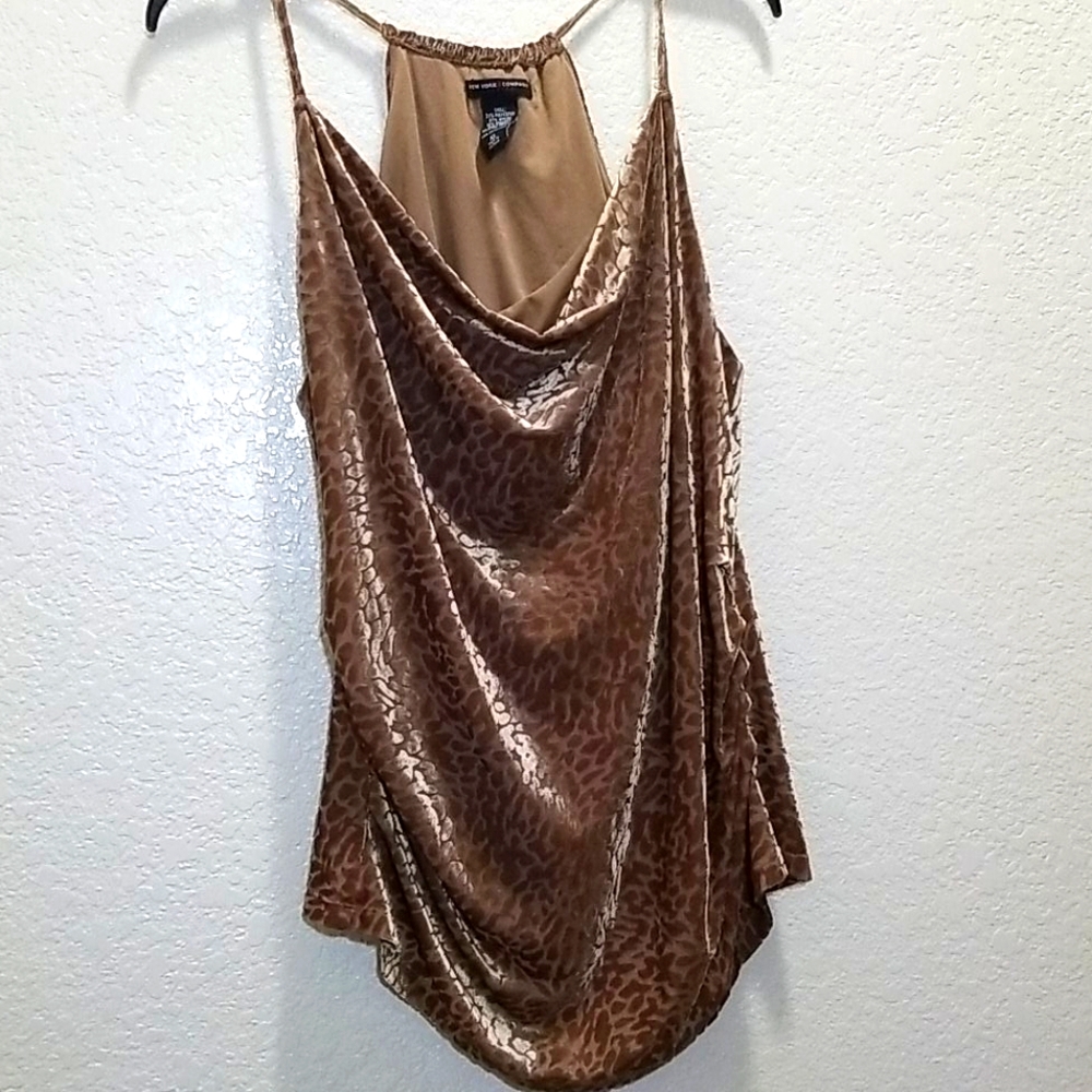 Brown swayed animal print tank